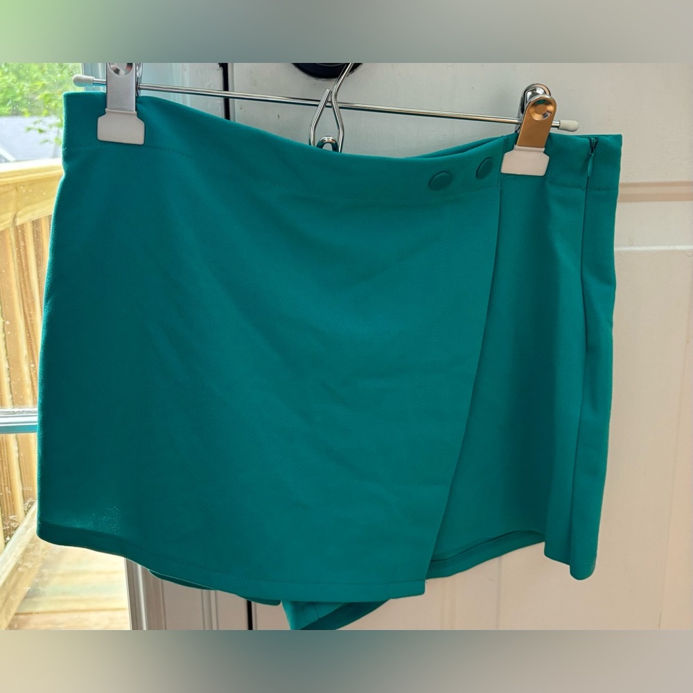 Sincerly Jules Teal Wrap-Style Mini Skort